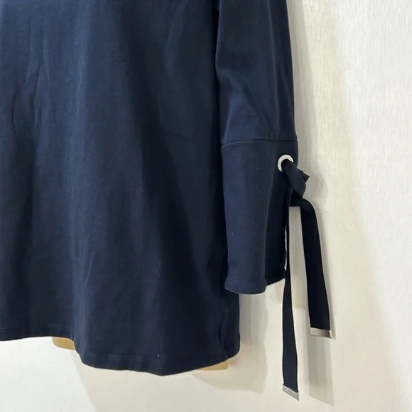 LAUREN RALH LAUREN WOMENS TIE  SLEEVE TOP PULLOVER NAVY Sz SMALL - Picture 3 of 10